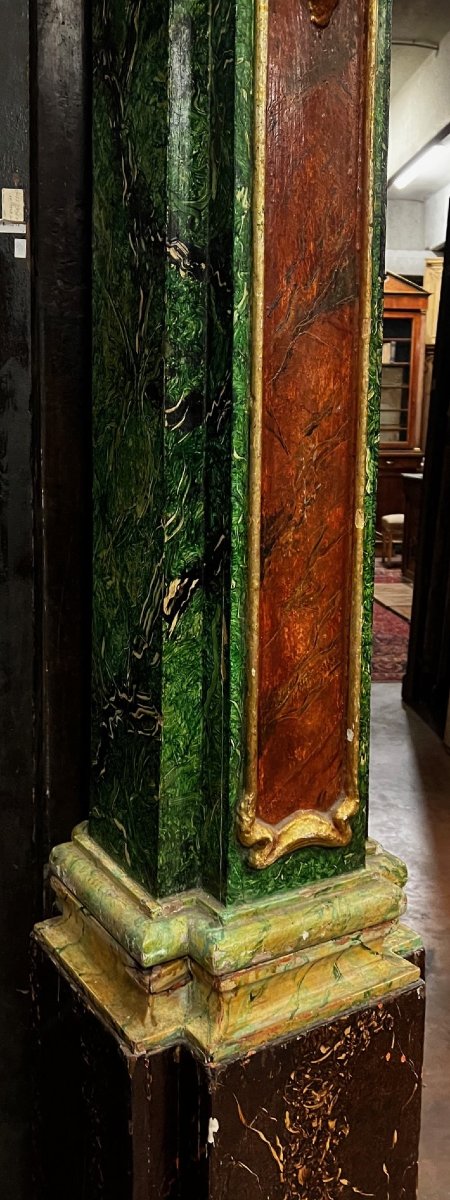Paire de colonnes décoratives polychromes, XVIIIe siècle, originaires de Rome-photo-3
