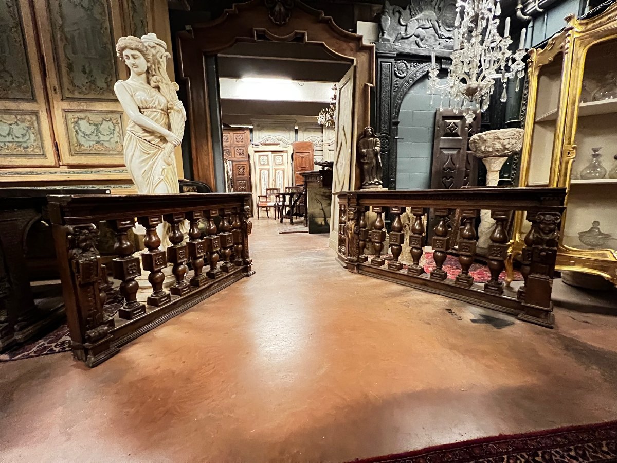 Pair Of Antique Walnut Balusters, 16th Century
