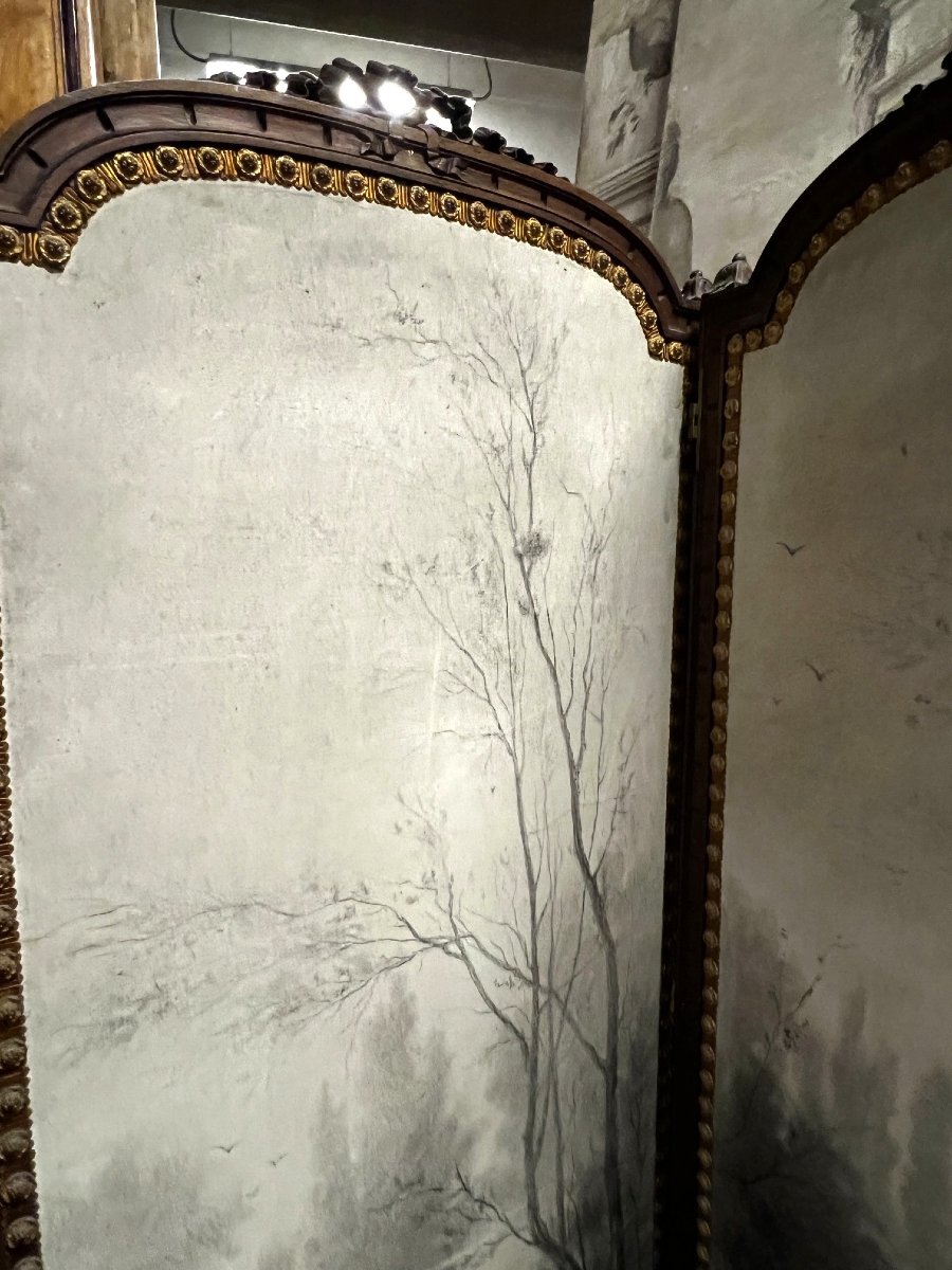 4-panel Folding Screen, 19th Century-photo-3