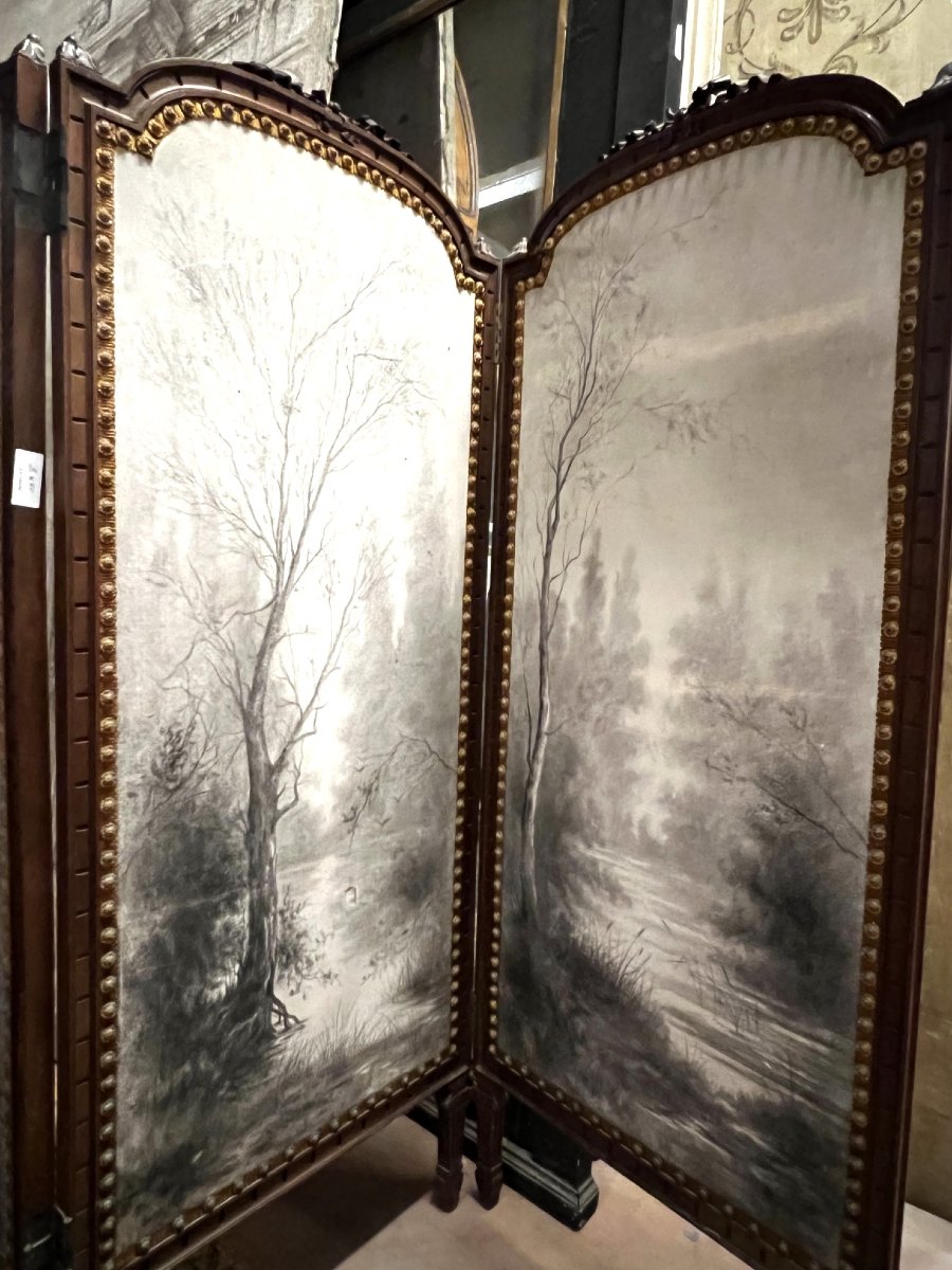 4-panel Folding Screen, 19th Century-photo-2