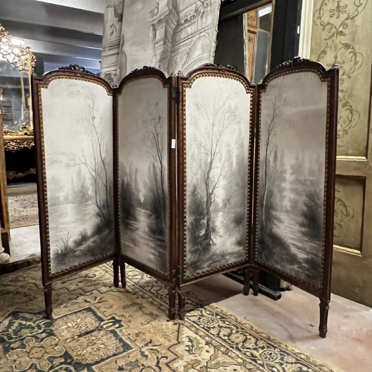 4-panel Folding Screen, 19th Century