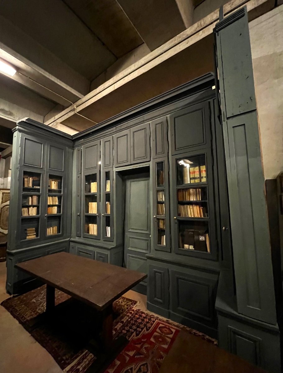 Large Wall-mounted Bookcase With Door, 19th Century-photo-2