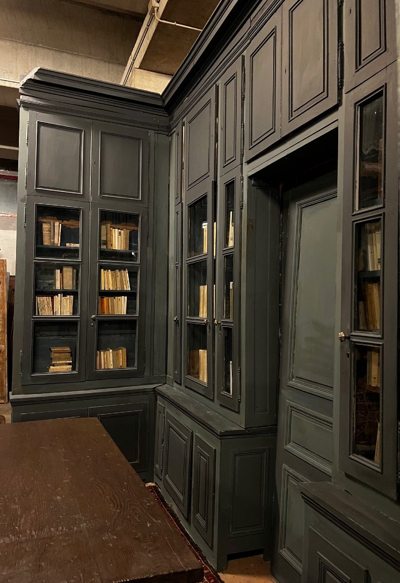 Large Wall-mounted Bookcase With Door, 19th Century-photo-3