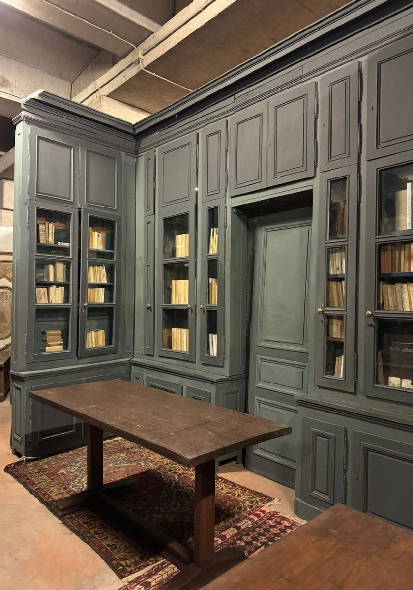 Large Wall-mounted Bookcase With Door, 19th Century-photo-4