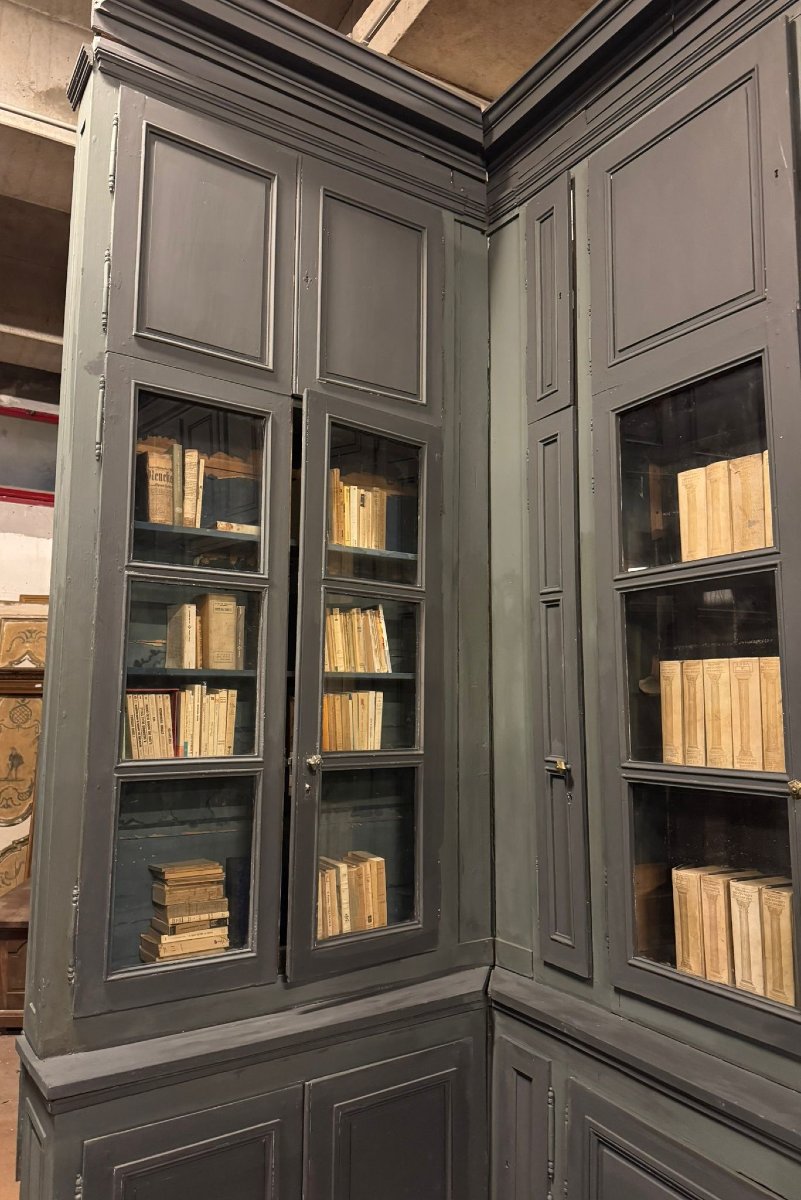 Large Wall-mounted Bookcase With Door, 19th Century-photo-3