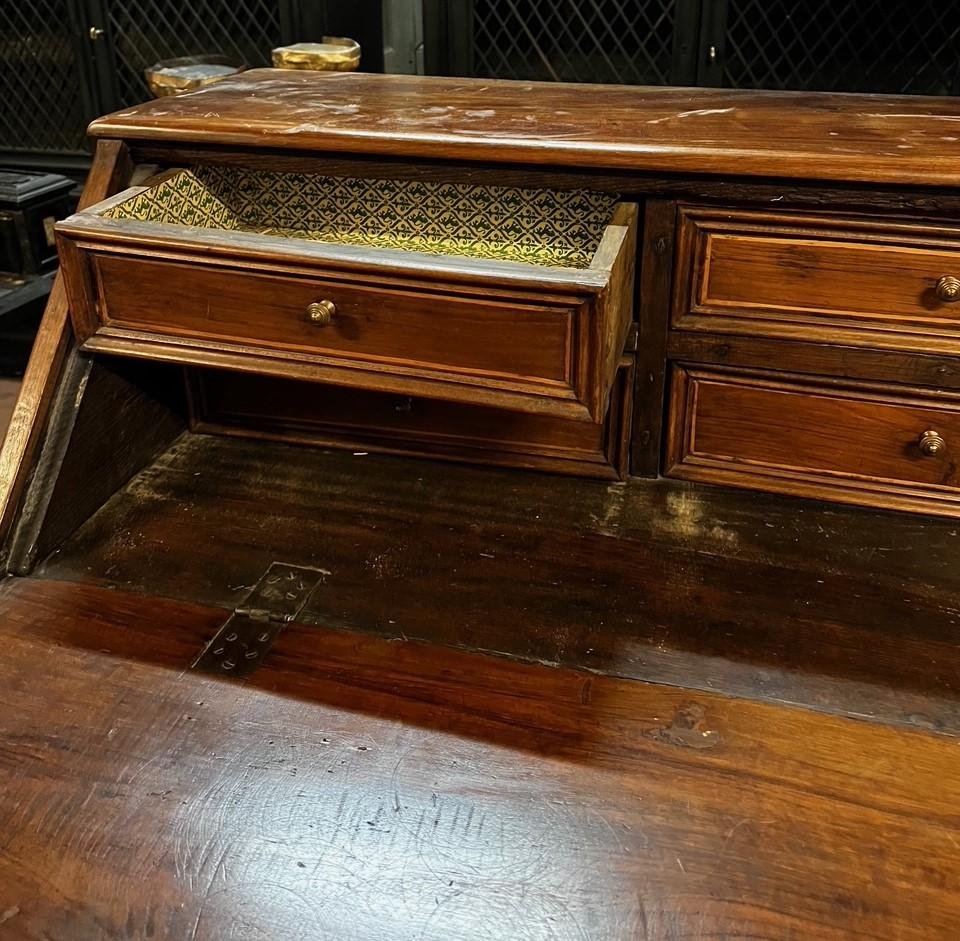 Commode à abattants en noyer incrusté, XVIIIe siècle-photo-3