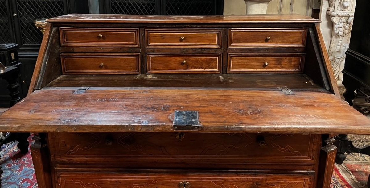 Commode à abattants en noyer incrusté, XVIIIe siècle-photo-4