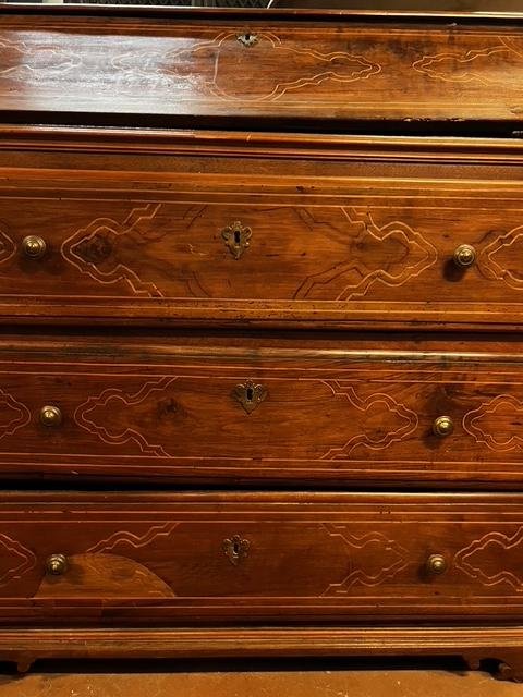 Commode à abattants en noyer incrusté, XVIIIe siècle-photo-1
