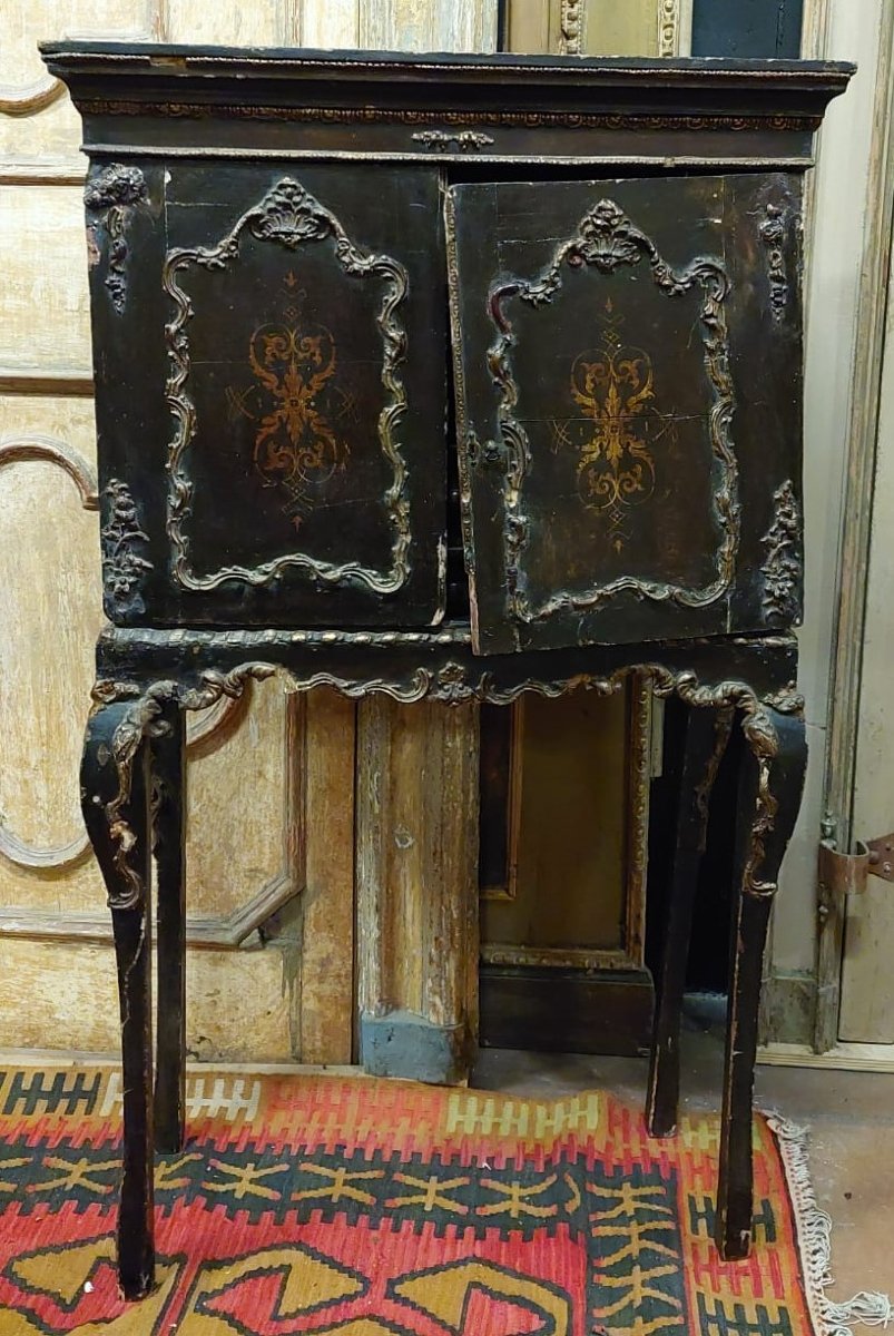 Commode laquée et décorée, XIXe siècle-photo-3