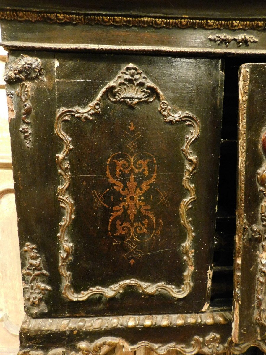 Commode laquée et décorée, XIXe siècle-photo-3