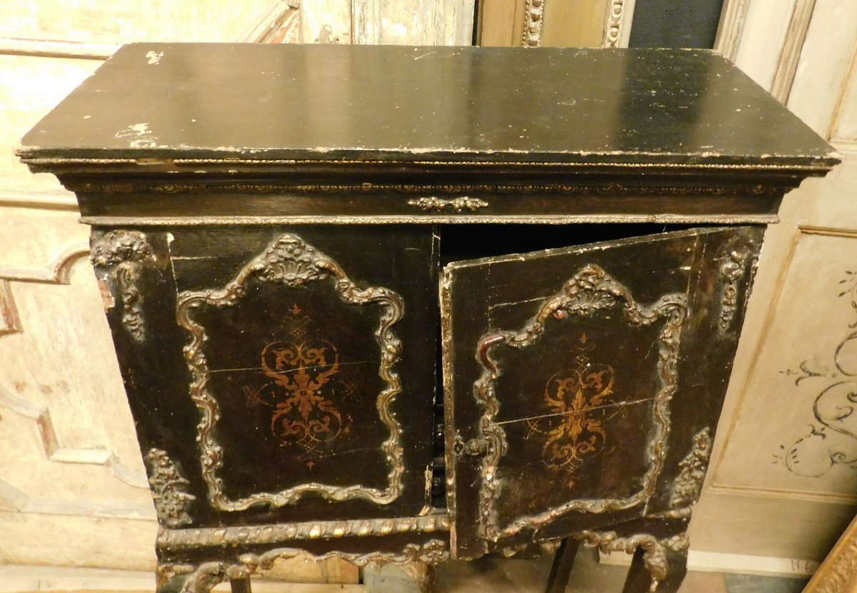 Commode laquée et décorée, XIXe siècle-photo-4