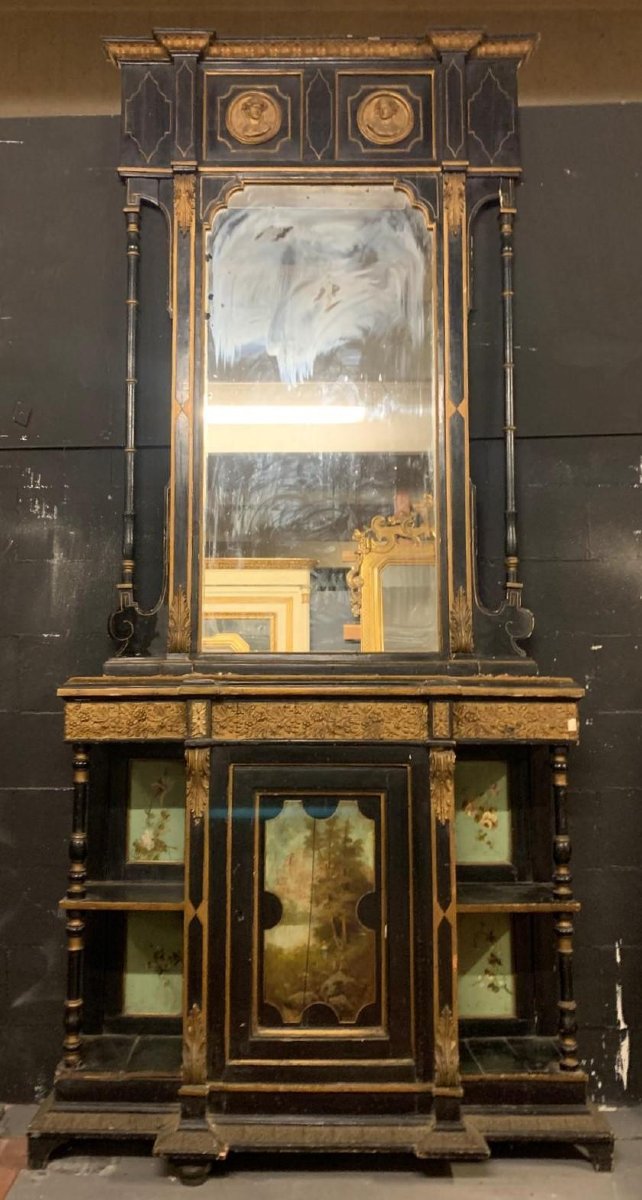 Important Piece Of Furniture With A Mirror, Late 19th Century
