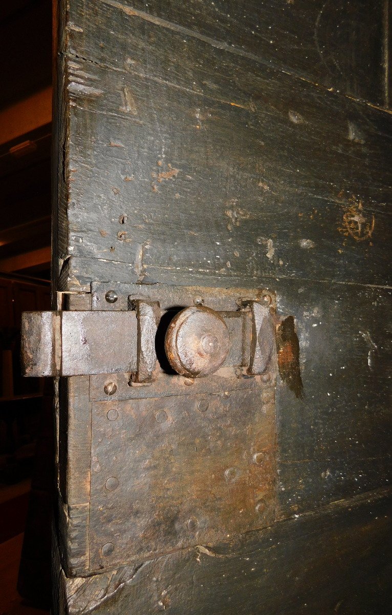 Porte de prison en bois laqué avec judas, XIXe siècle-photo-3