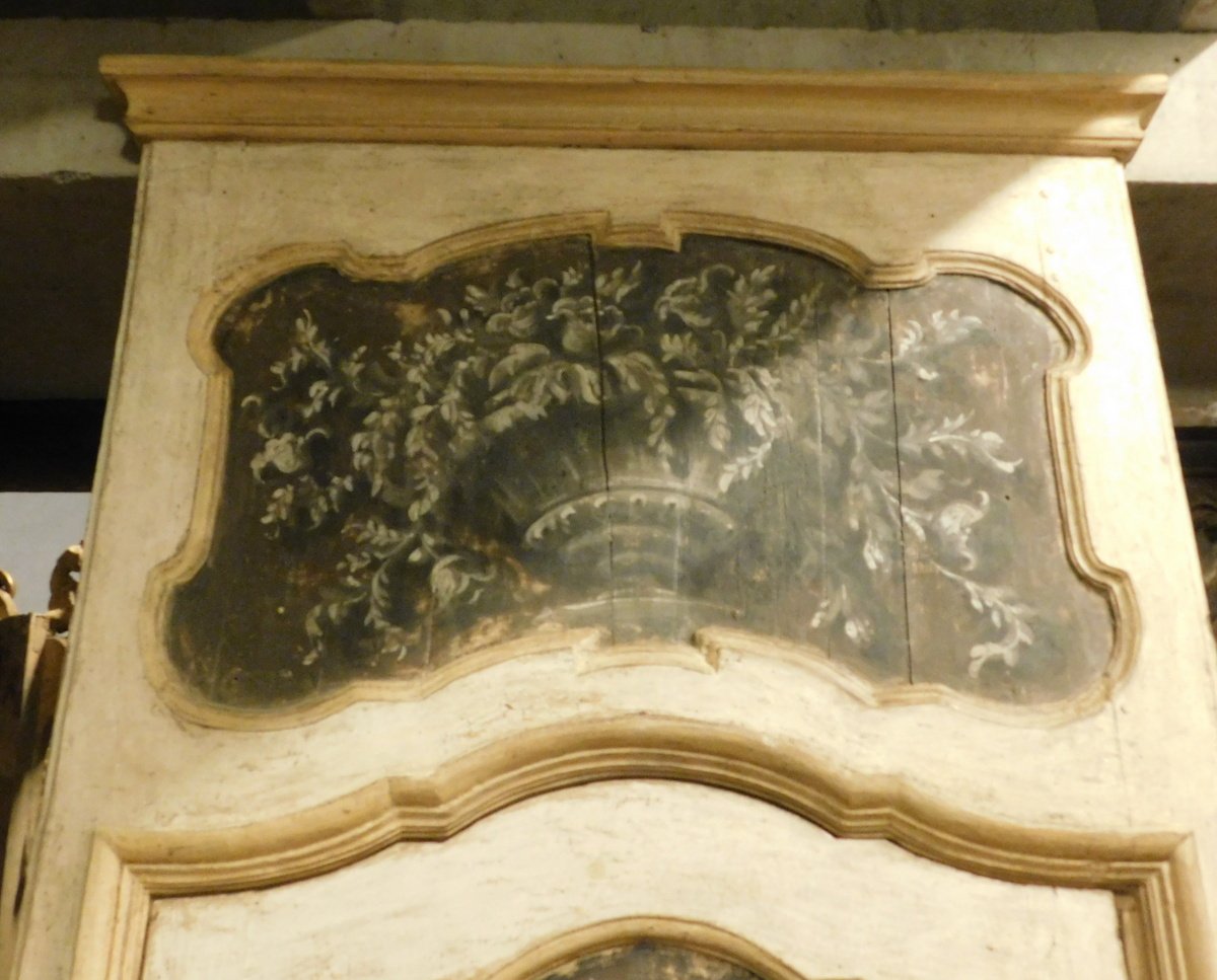 Porte en bois peint, avec son cadre, XVIIIe siècle, Piémont.-photo-4
