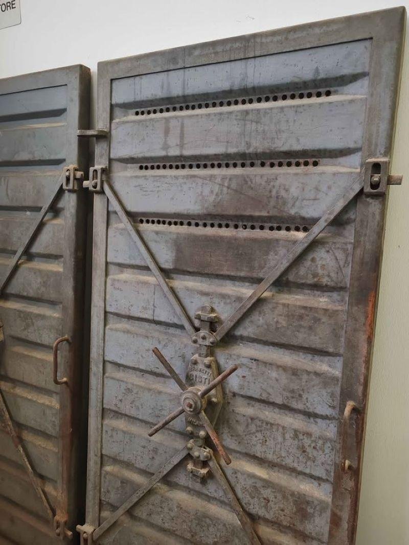 2 Security Doors Made Of Iron, Marked “brevetti S.i.s.t.i. – Milan,” Dating From The 20th Century-photo-2