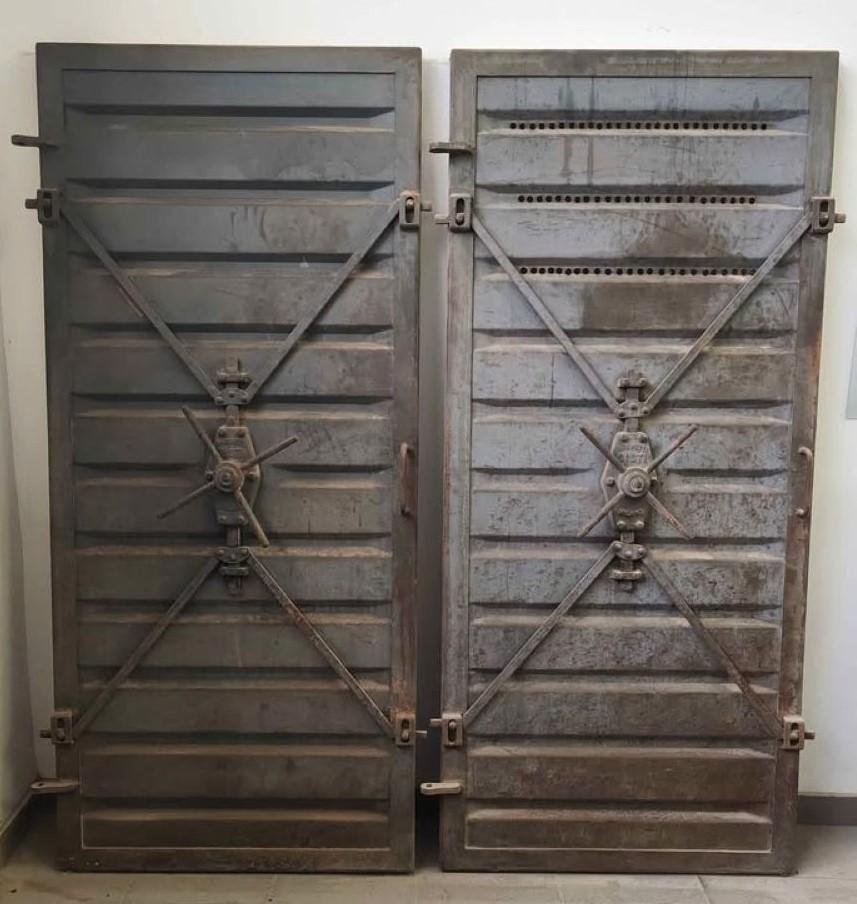 2 Security Doors Made Of Iron, Marked “brevetti S.i.s.t.i. – Milan,” Dating From The 20th Century
