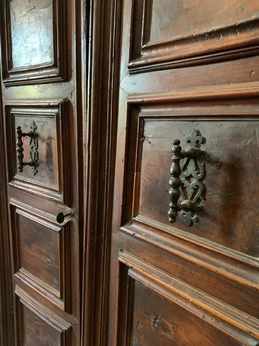 Porte d'entrée plaquée noyer, XVIIe siècle, origine toscane-photo-2