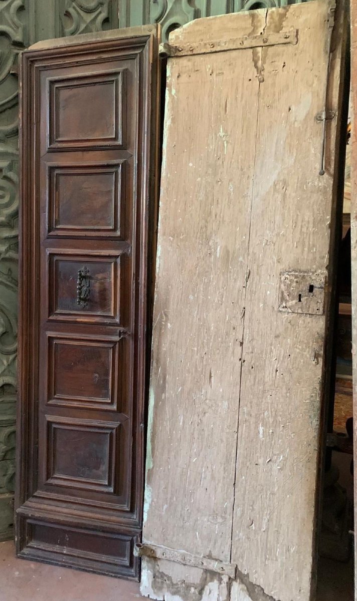 Porte d'entrée plaquée noyer, XVIIe siècle, origine toscane-photo-3