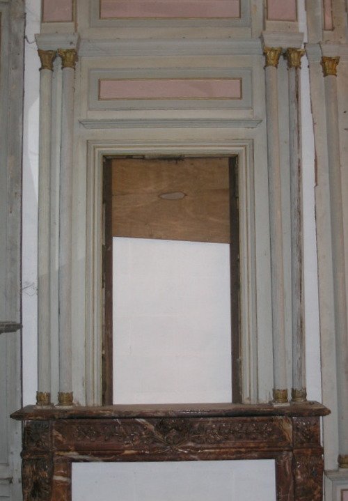 Empire-style Wainscoting With Carved Half-columns And Doors, Early 19th Century, 13 Linear Meters X H Cm -photo-2