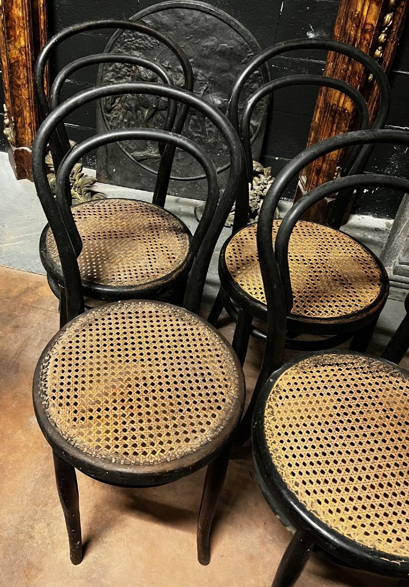 Quatre chaises Thonet originales à assise en cannage, XXe siècle-photo-3