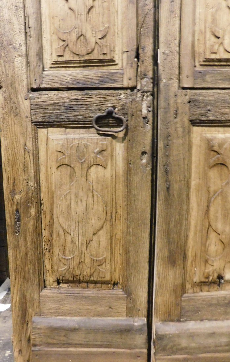 Double-leaf Door Made Of Poplar And Chestnut Wood, 18th Century-photo-2