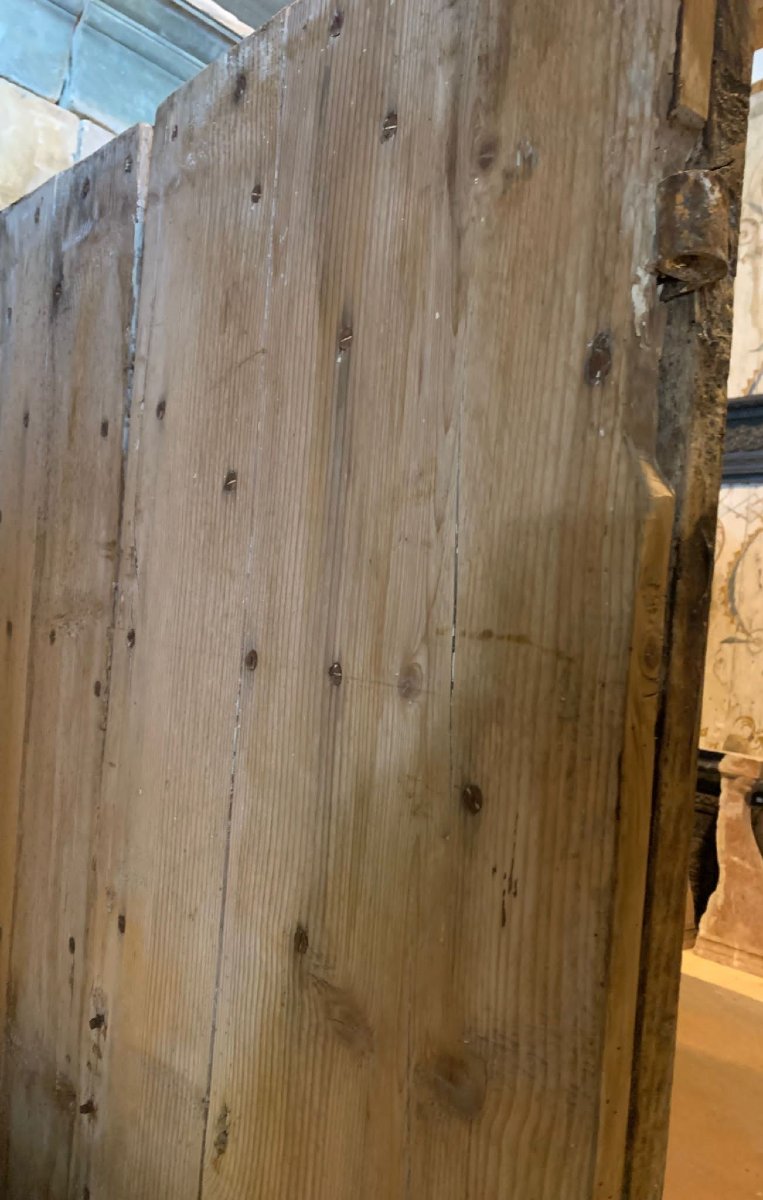 Double-leaf Door Made Of Poplar And Chestnut Wood, 18th Century-photo-2