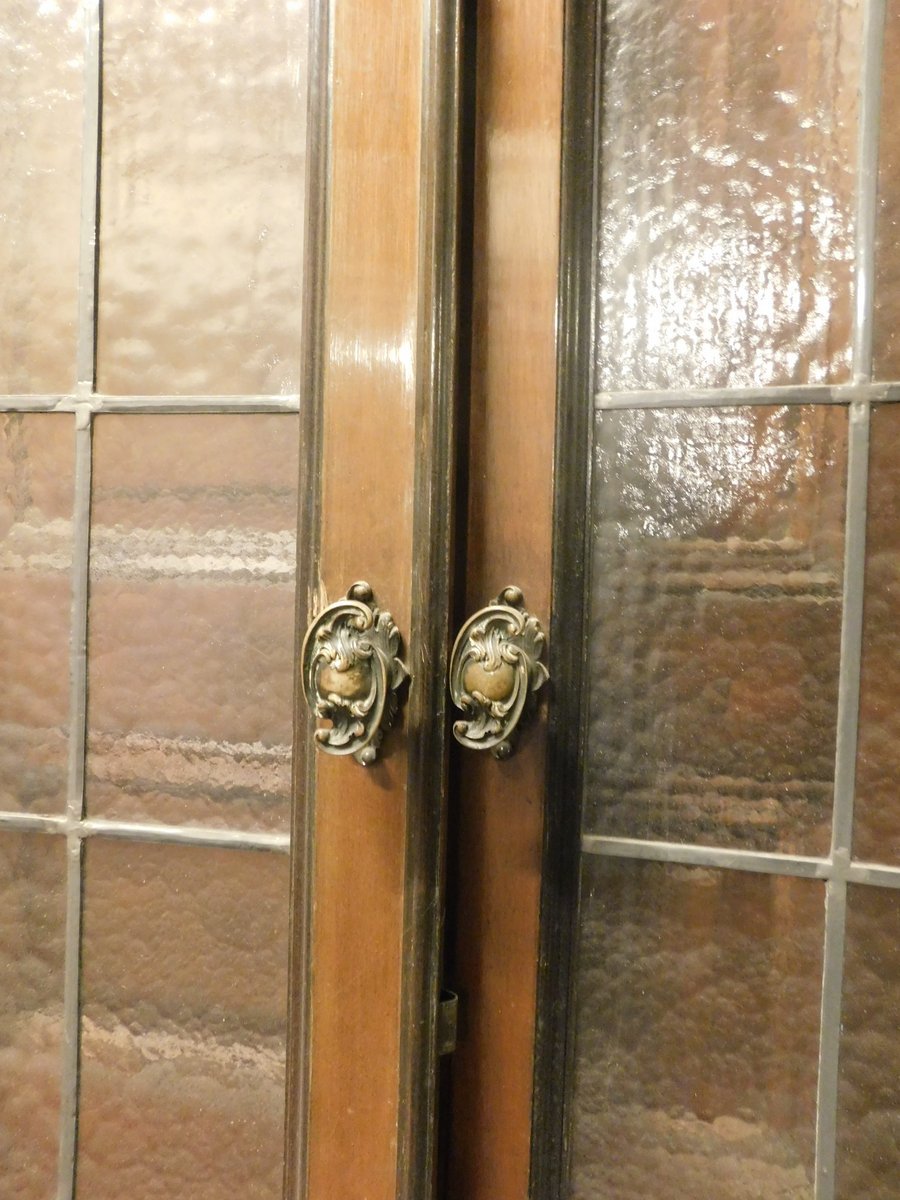 Deux portes en bois, vitrées et encadrées, XXe siècle, Milan-photo-6