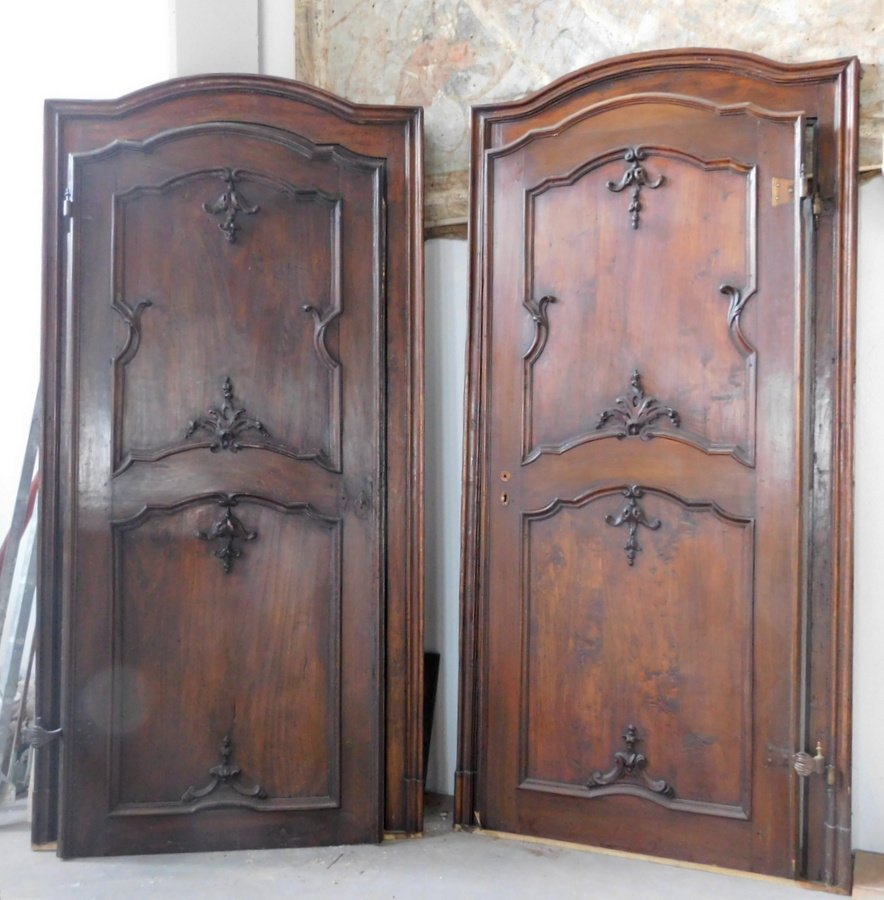 No. 2 Arched Single-leaf Doors, Made Of Wood, 18th Century-photo-3