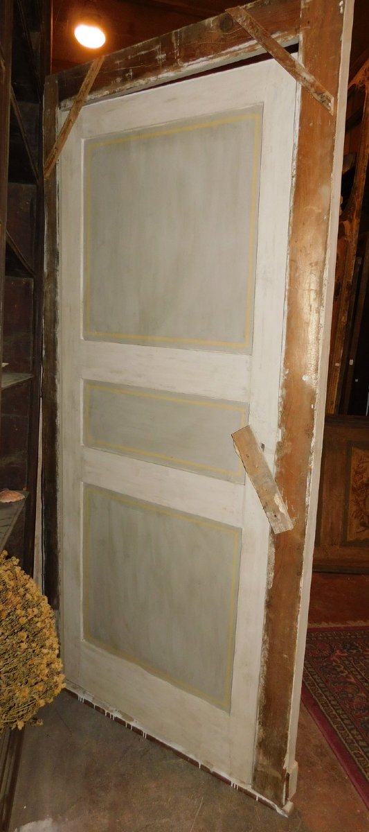 2 Single-leaf Doors, Lacquered, With Frames, 19th Century, From Piedmont-photo-4