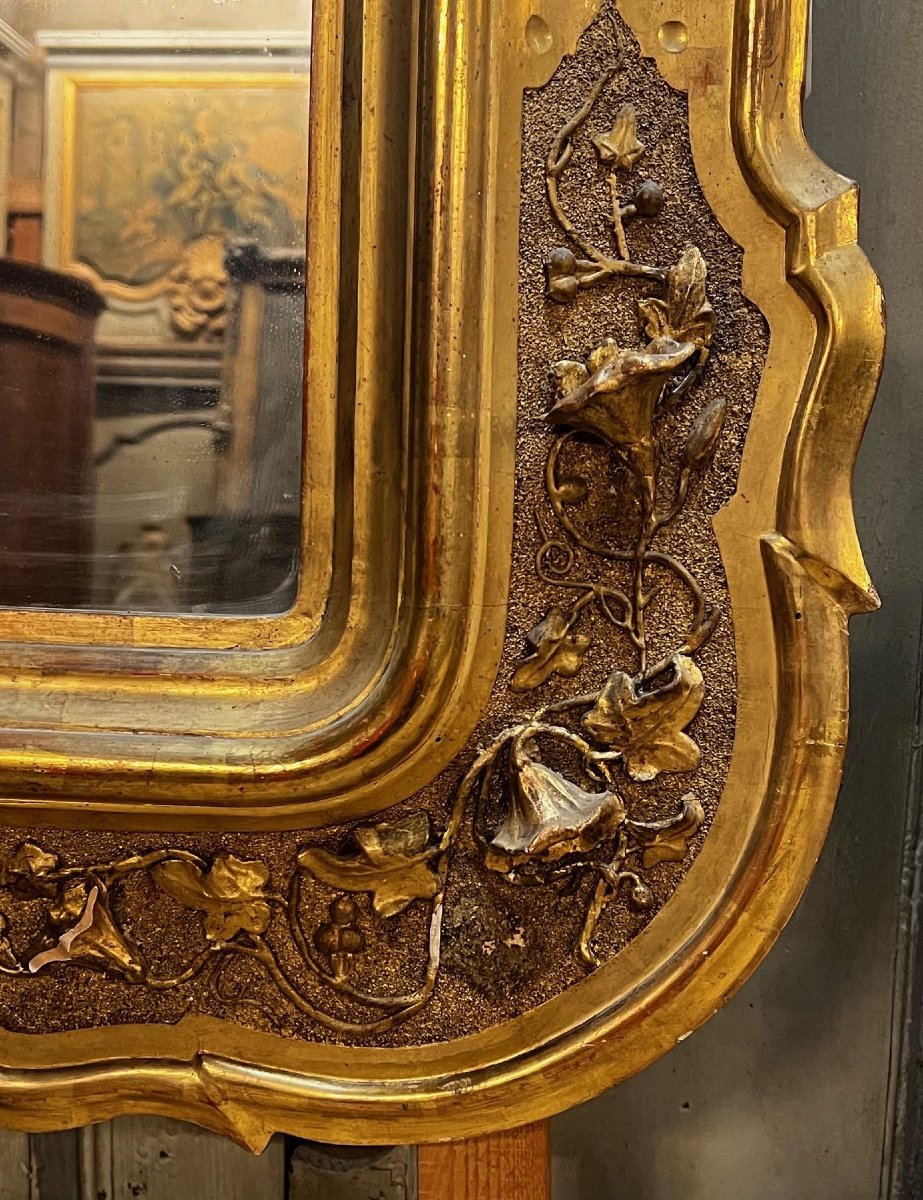 Carved And Gilded Mirror, 19th Century-photo-2