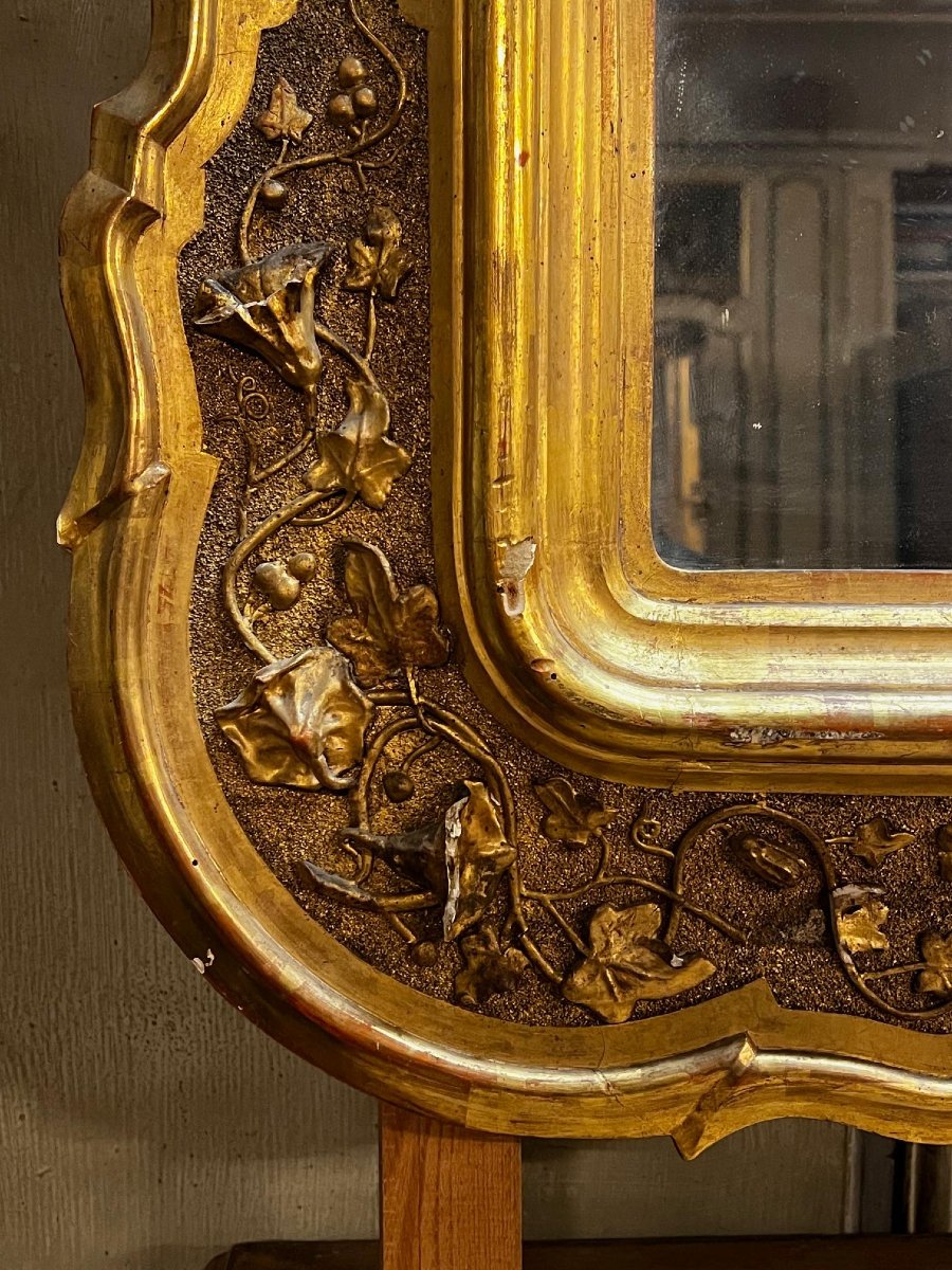Carved And Gilded Mirror, 19th Century-photo-3