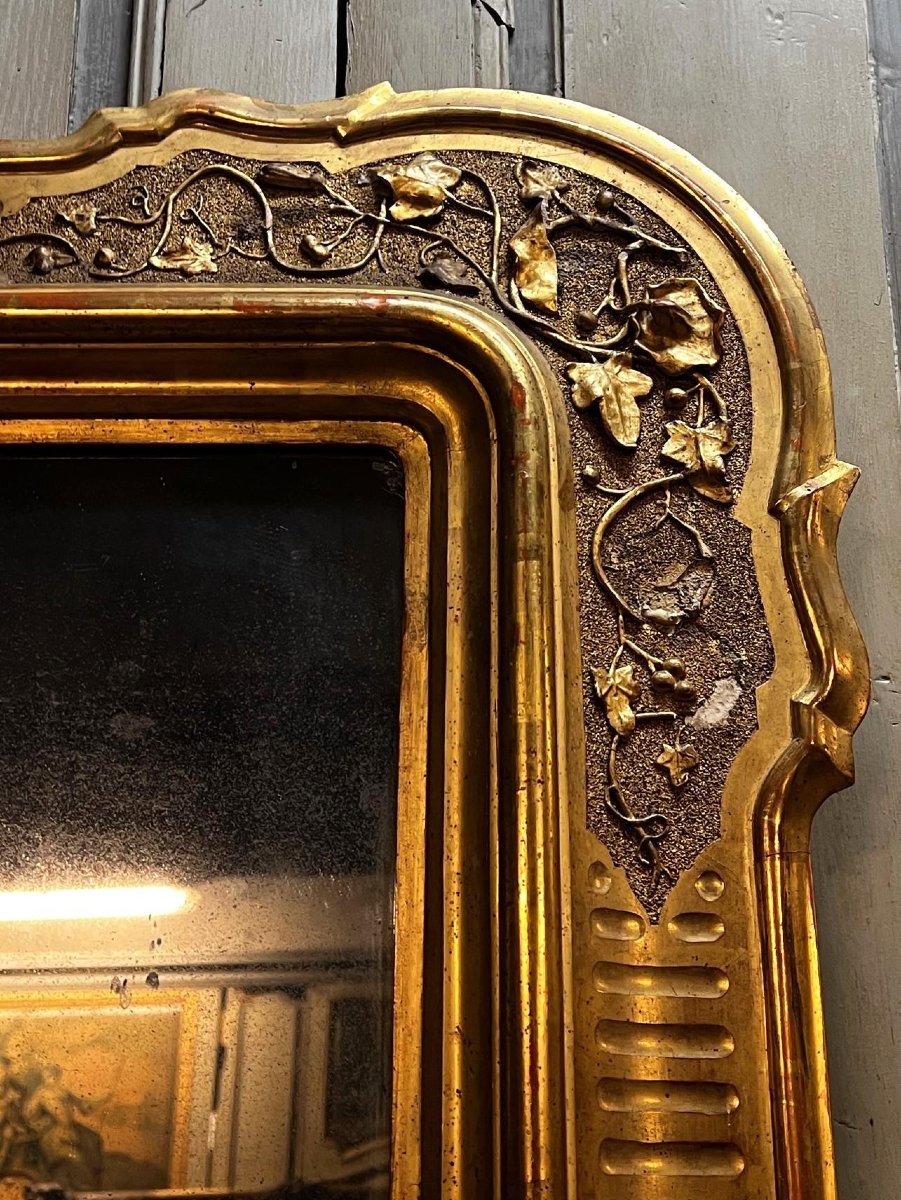 Carved And Gilded Mirror, 19th Century-photo-4