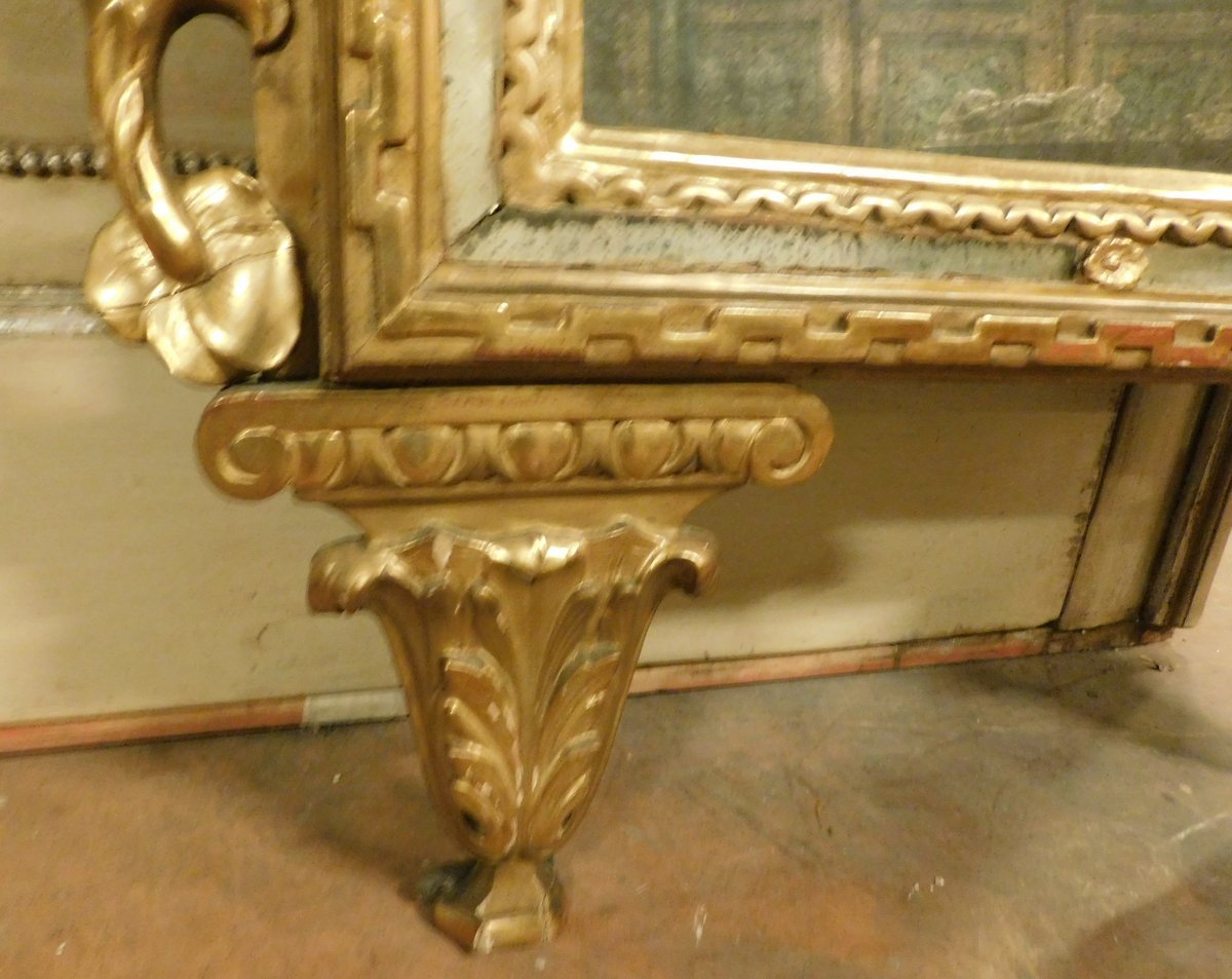 Carved And Gilded Mirror, First Half Of The 18th Century, From Piedmont-photo-3