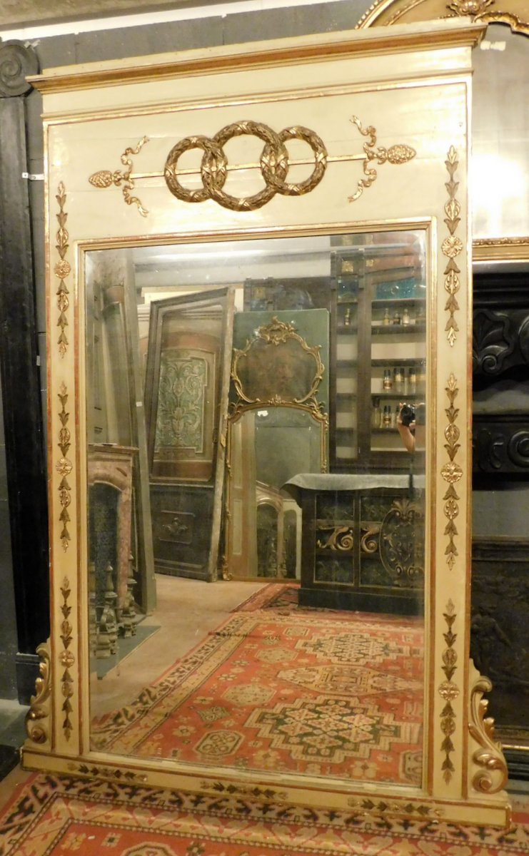 Miroir en bois laqué, XIXe siècle-photo-2