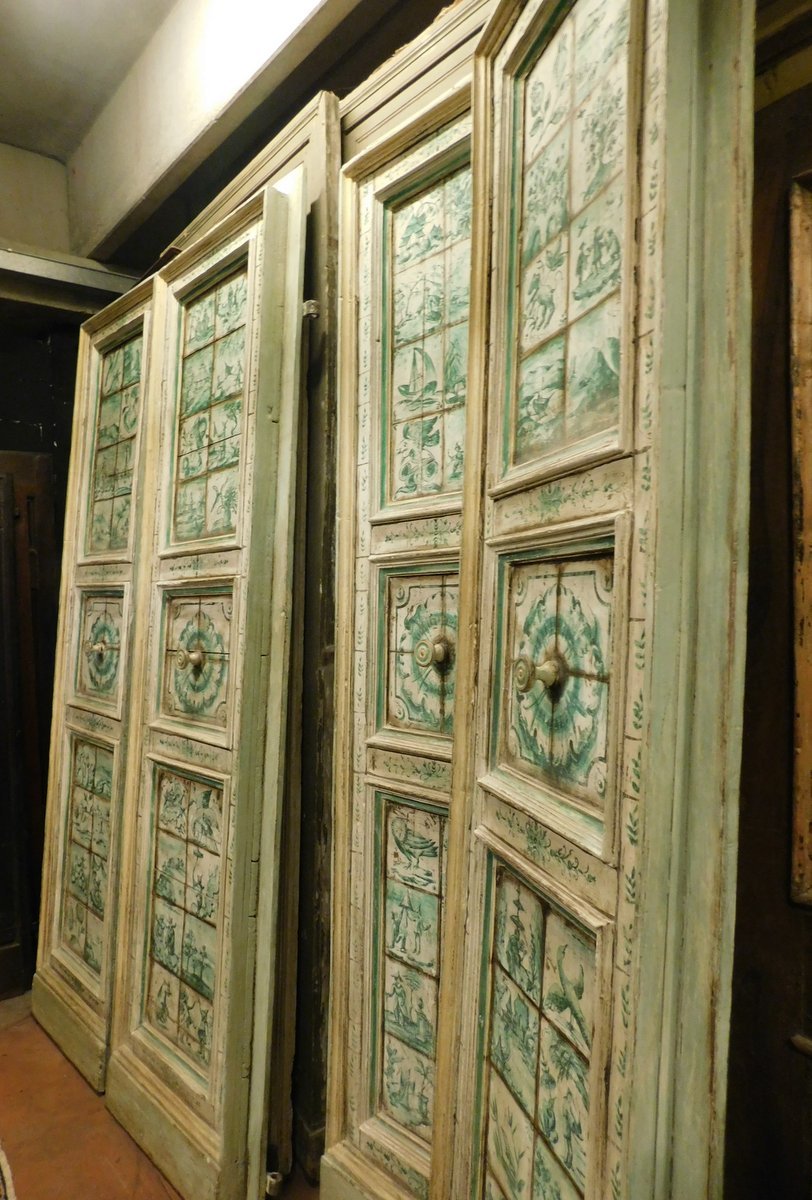 Cinq portes doubles ornées de peintures en majolique, XVIIIe siècle-photo-4