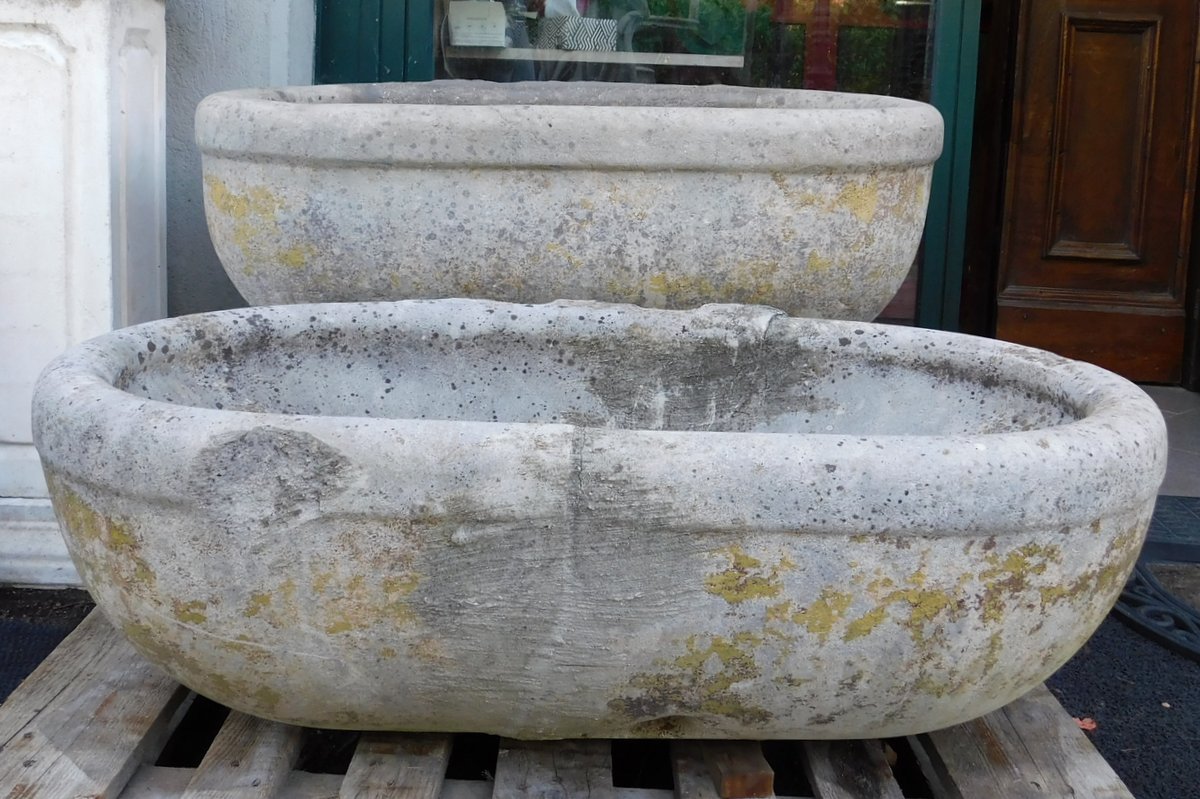 Paire de vasques en pierre, XIXe siècle-photo-2