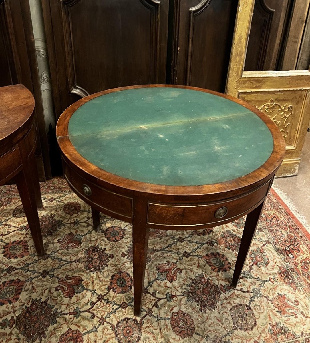 No. 2 Half-moon-shaped Walnut Gaming Tables, 18th/19th Century-photo-4