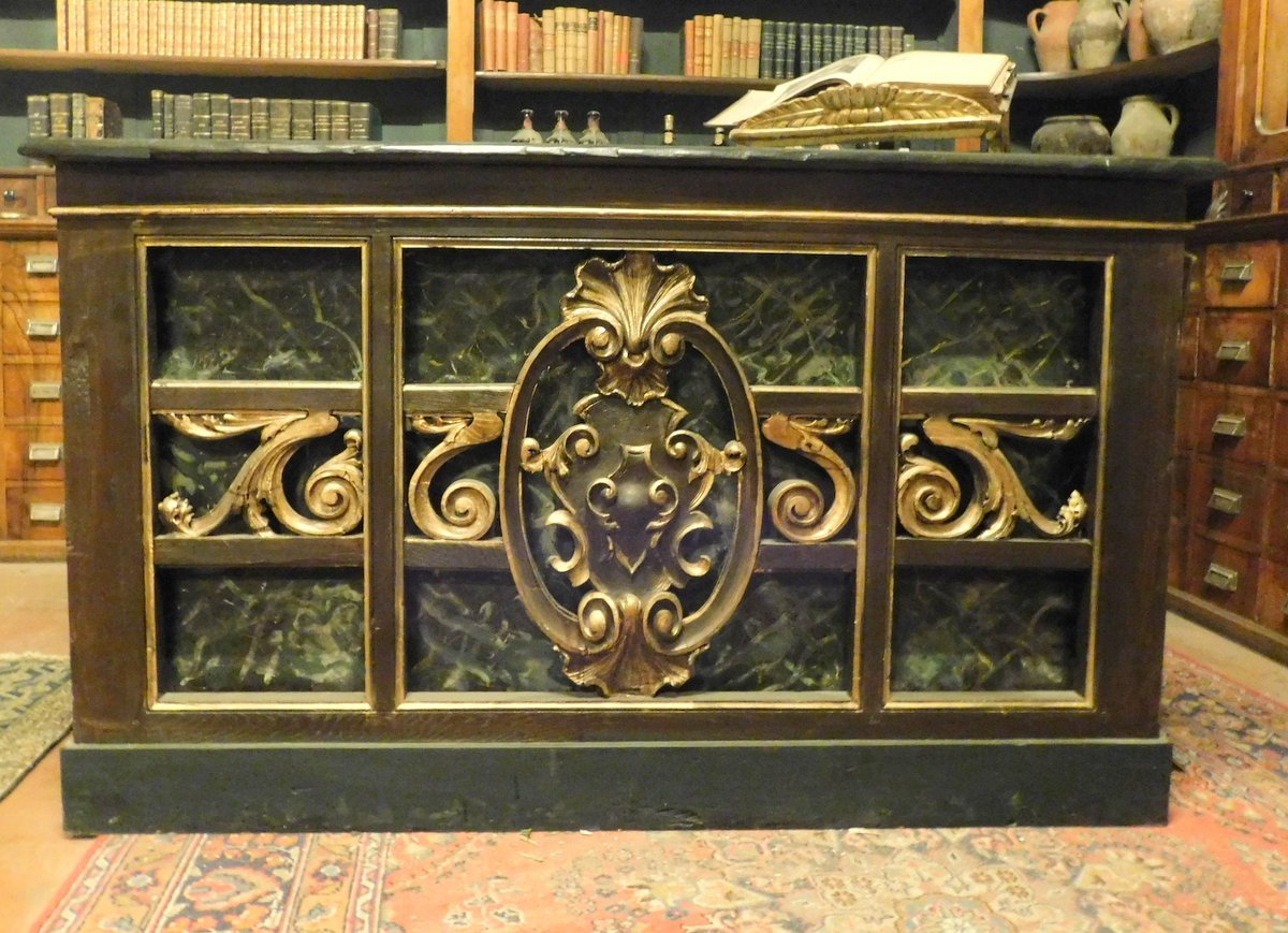 Lacquered And Gilded Wooden Counter, 19th Century-photo-2