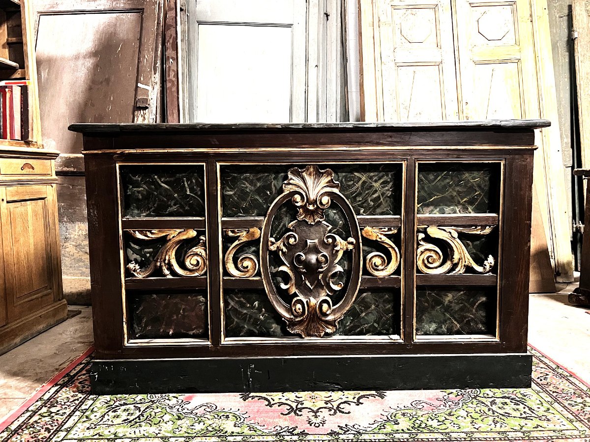 Lacquered And Gilded Wooden Counter, 19th Century