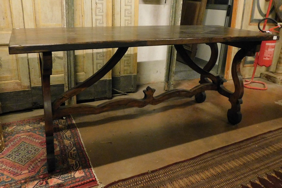 Oak And Walnut Table, 19th Century, From Spain-photo-3