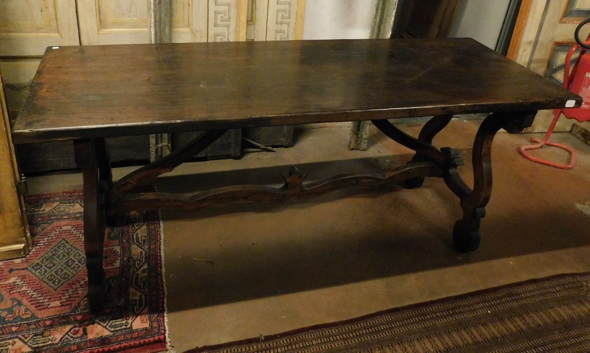 Oak And Walnut Table, 19th Century, From Spain-photo-4