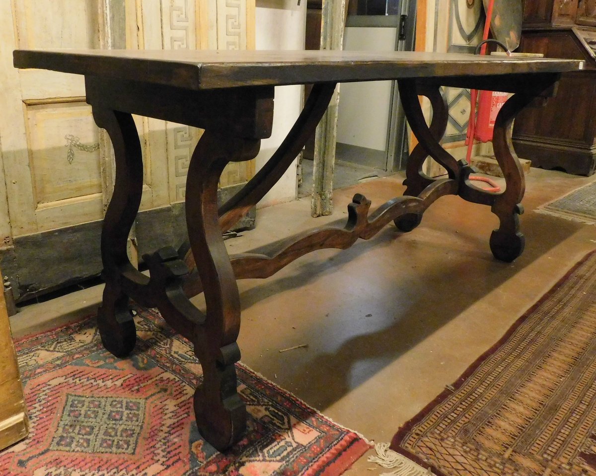 Oak And Walnut Table, 19th Century, From Spain-photo-1