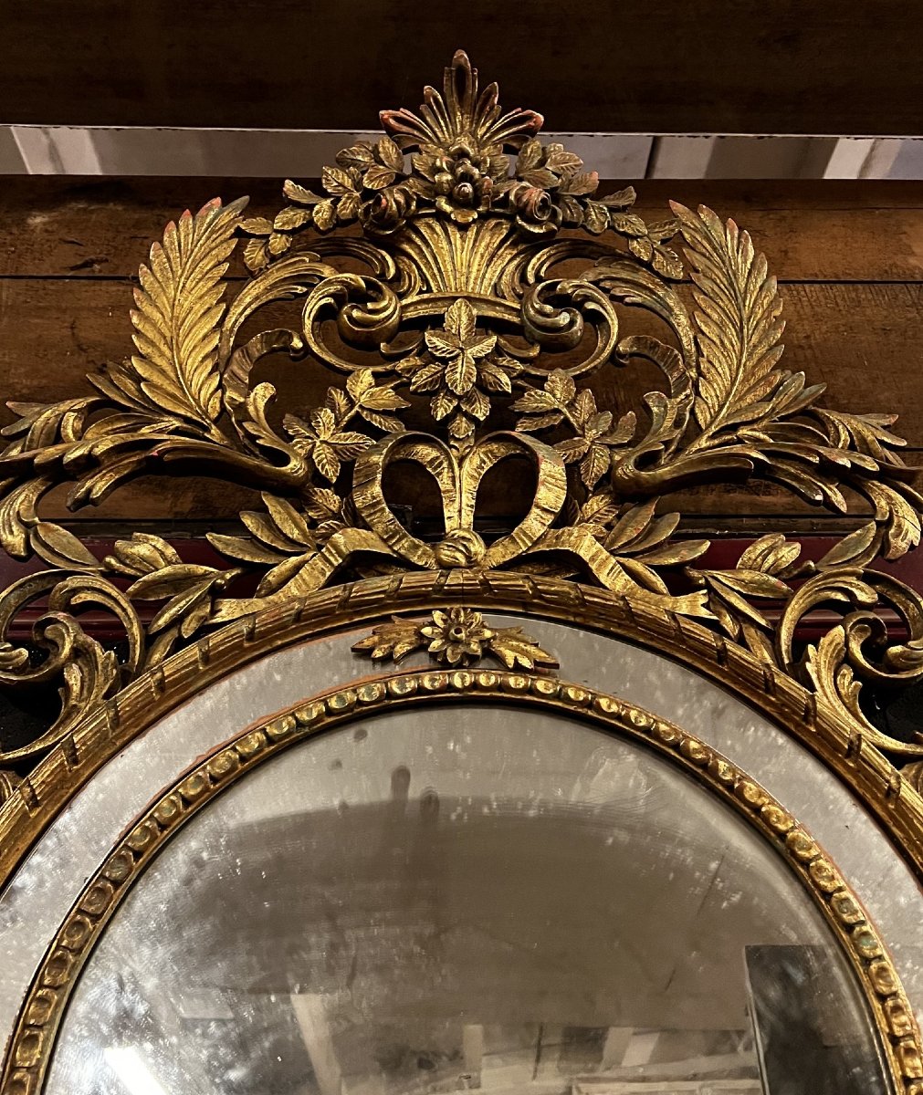 Grand miroir laqué et doré, XIXe siècle-photo-2