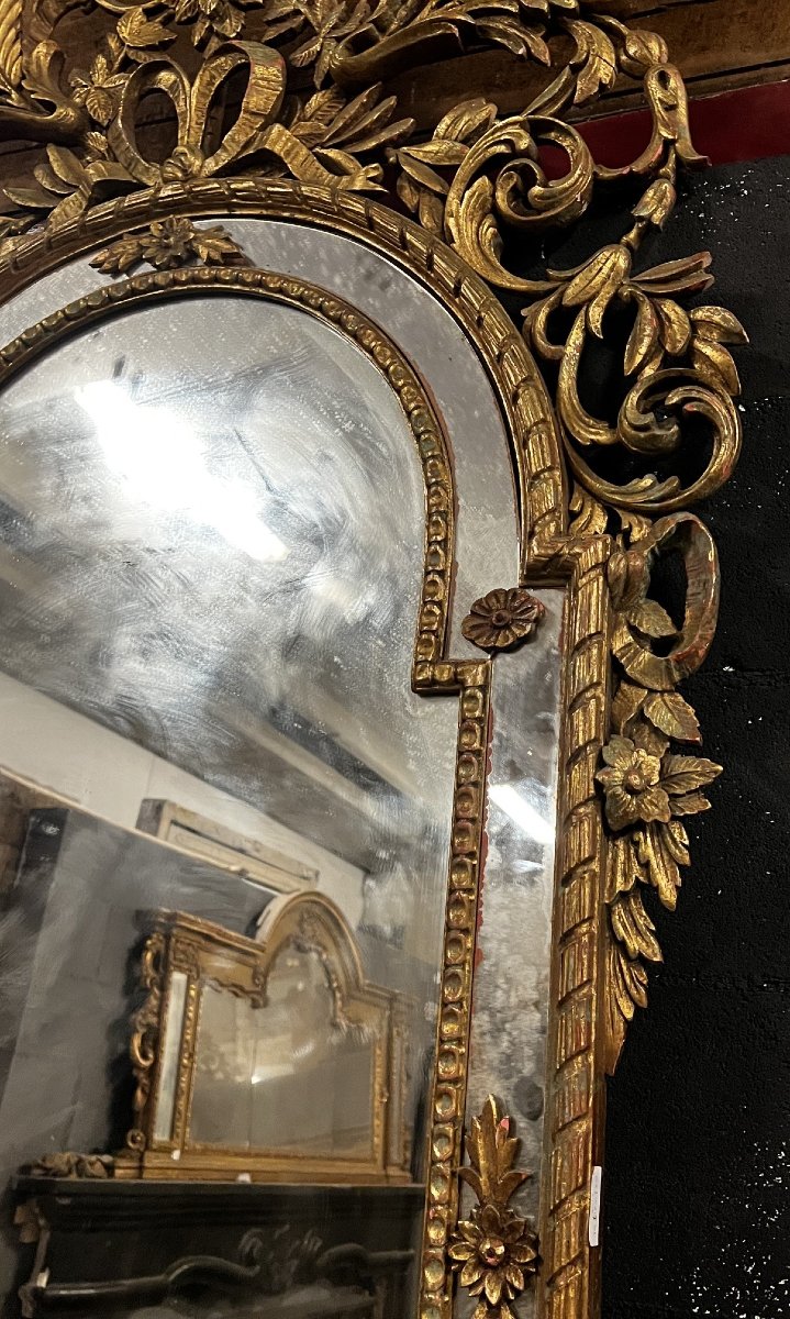 Grand miroir laqué et doré, XIXe siècle-photo-3