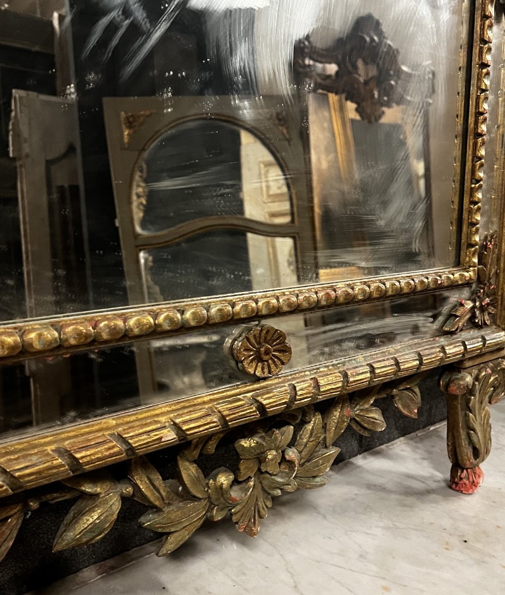 Grand miroir laqué et doré, XIXe siècle-photo-4