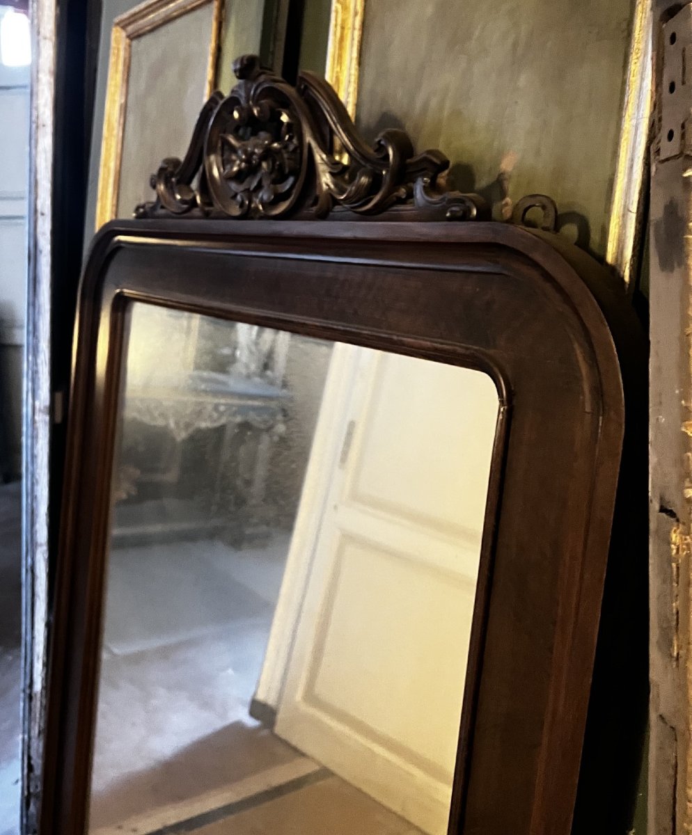 Simple Wooden Mirror With A Cornice, 19th Century-photo-2