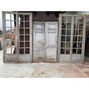Vitrail Ancien, Façade De Magasin En Chêne Laqué, XIXe Siècle, France