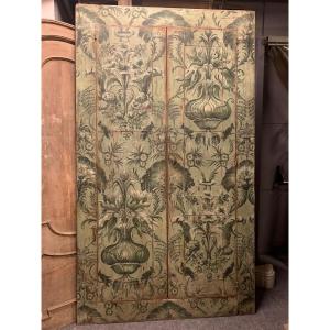 Placard Armoire Encastrée Richement Peinte Fond Vert Jungle-like Floral