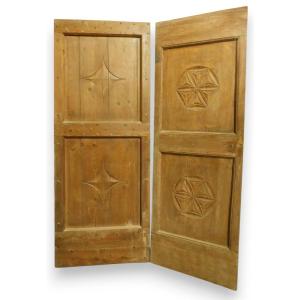 No. 2 Single-leaf, Carved Doors, 19th Century, From The Aosta Valley
