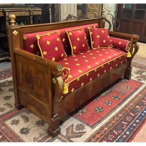 Walnut Sofa With Reupholstered Seating, 19th Century